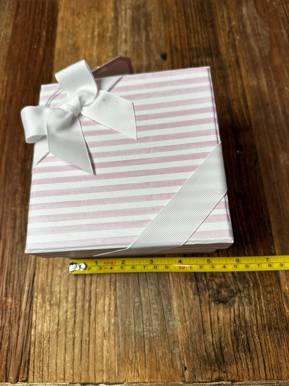 Striped Pink Gift Boxes with Ribbon - Set of 2